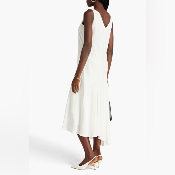 Theory Ivory Asymmetric V Neck long Dress - Picture 7 of 9